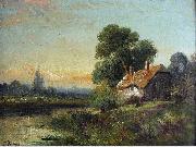 Robert Fenson, View with a Cottage by a Stream